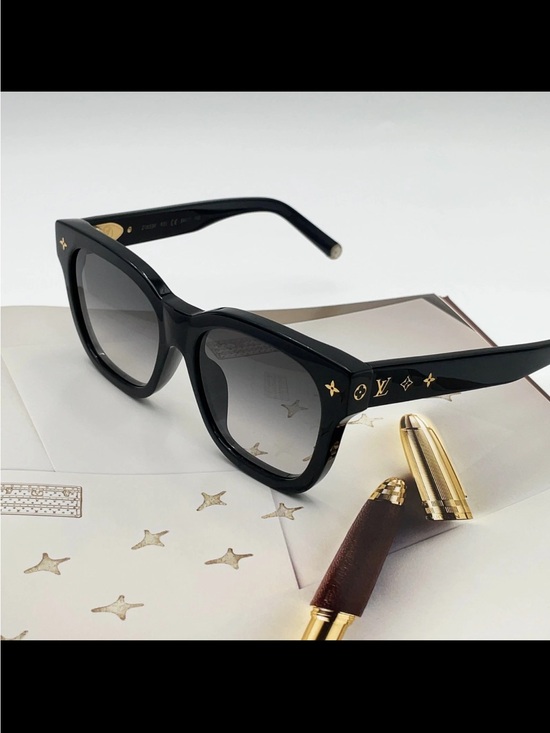Louis Vuitton Accessories - Louis Vuitton Black Sunglasses with Gold Monogram Accents